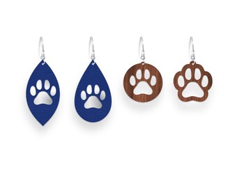 Paw Earrings svg, Cat earrings svg, Pawprint Earrings svg, Dog earrings svg, Leather earrings svg, Cut files for Cricut and Silouette