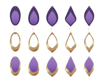 Tear Drop Earrings SVG, Tear Drop SVG Cut files for Cricut, Silhouette, Laser Cut, Stacked Leather Earring template svg, DXF