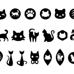 19 Cat Wood, Metal, Acrylic, Leather Earring, Pendant Digital Templates Vector Digital SVG DXF Jewelry Laser Cut Files Earings, Earring SVG