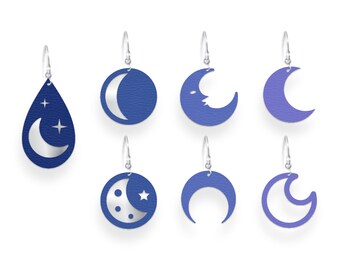 Moon Earring SVG, Space Earrings svg, Moon svg, Leather Earrings svg, Luna earrings svg, Cricut earrings, Silhouette Earrings