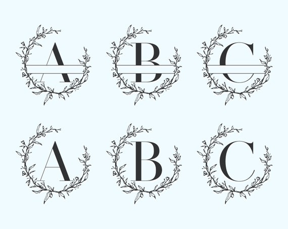 Download Laurel Wreath Monogram Svg Split Letter Svg Alphabet Svg Etsy