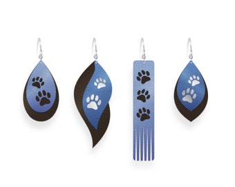 Paw Earrings svg, Cat earrings svg, dog earrings svg, Pawprint Earrings svg, Leather earrings svg, Cut files for Cricut and Silouette