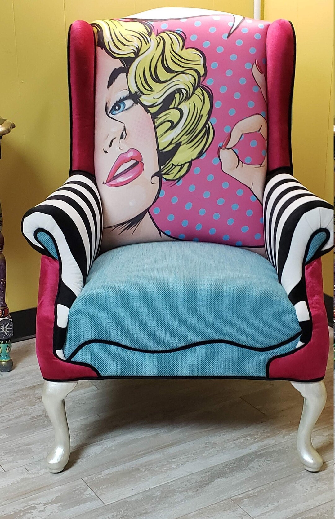 SOLD Pop Art Wingback Chair Accent Chair Upholstered Chair - Etsy