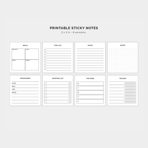 Printable Minimal Sticky Notes 3x3