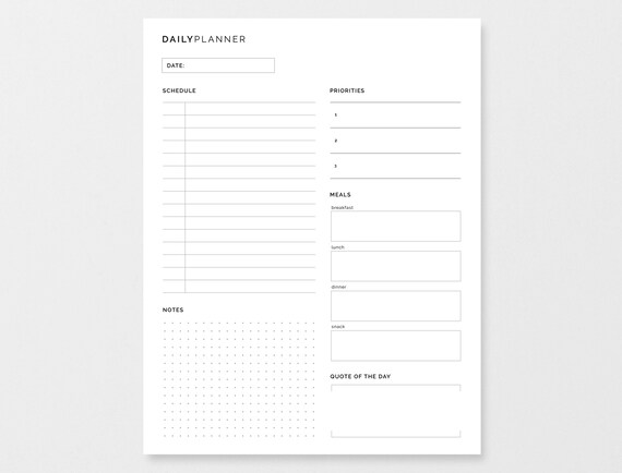 Minimal Blank Printable Daily Planner | Etsy