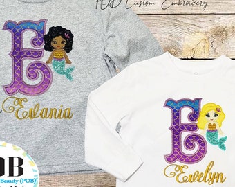 Mermaid Shirt, Gift Shirt for Girls, Mermaid Princess Shirt, Girls Mermaid Gift, Glitter Mermaid, Personalized Mermaid Gift, Gift for Girls
