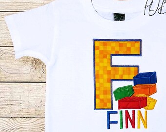 Blocks Shirt, Boys Building Block Shirt, Building Blocks Party, Block Shirt for Boys, Building Blocks Gift Shirt, Custom Blocks Shirt - Name