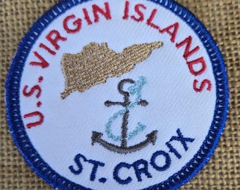 Sailing St. Croix Map Patch, US Virgin Island Patch, Island Sailing Patch, St. Croix Anchor Patch, St. Thomas, St. John, USVI Island Patch