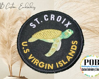 US Virgin Islands Patch, Turtle Patches, St. Croix Patch, St. Thomas Patch, St. John, USVI Patches, Custom Turtle Patch, Island Turtle Patch