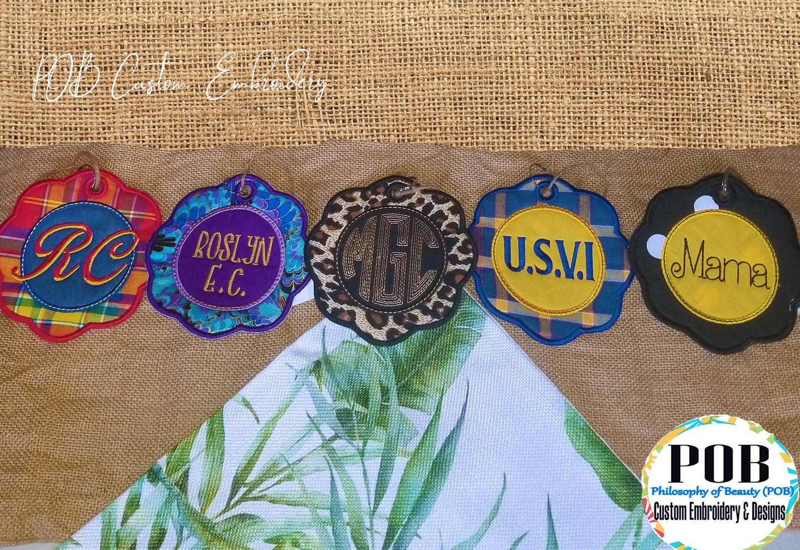 Bag Tag Embroidered Bag Tag Backpack Tag Monogram Tag Etsy