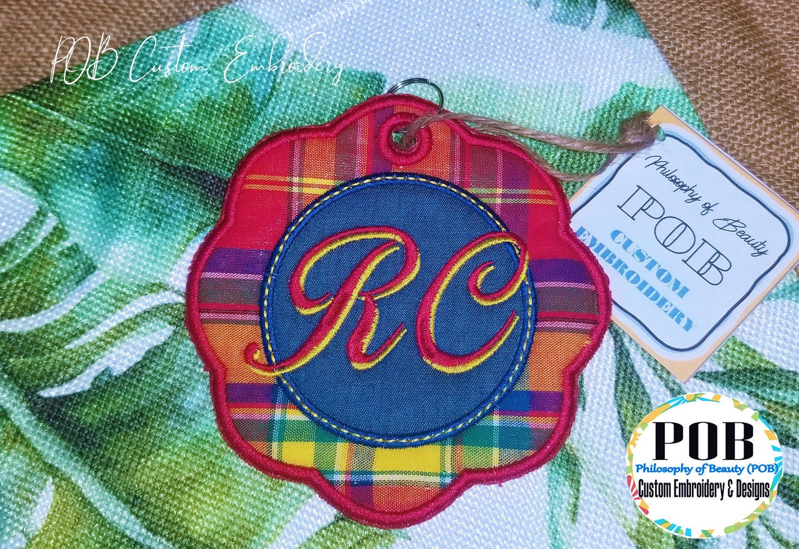 Bag Tag Embroidered Bag Tag Backpack Tag Monogram Tag Etsy