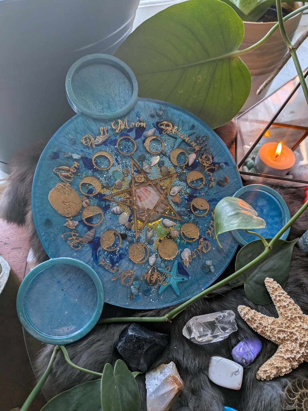 Handcrafted Resin Altar Tray – Thalassara Ocean Ritual Board - Sea ...