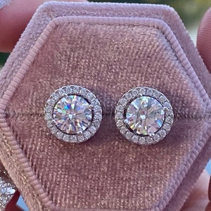 Diamond stud earrings with removable halo clearance
