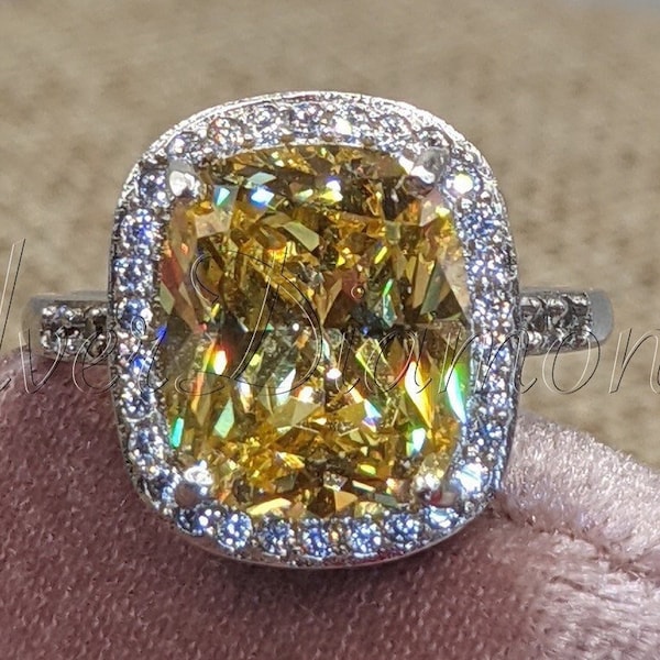 Lab Created Yellow Diamond Ring Etsy
