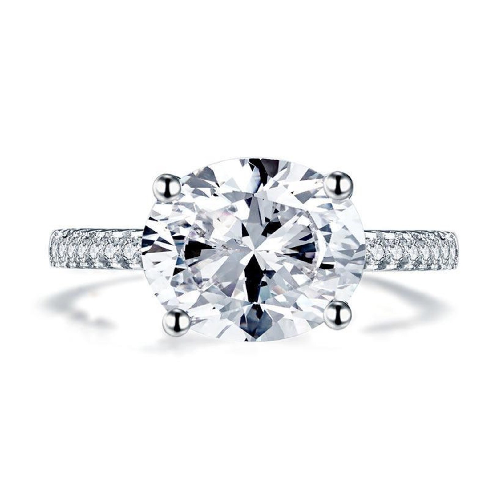 4 Carat Oval Cut Lab Created Diamond Ring Engagement Wedding Etsy