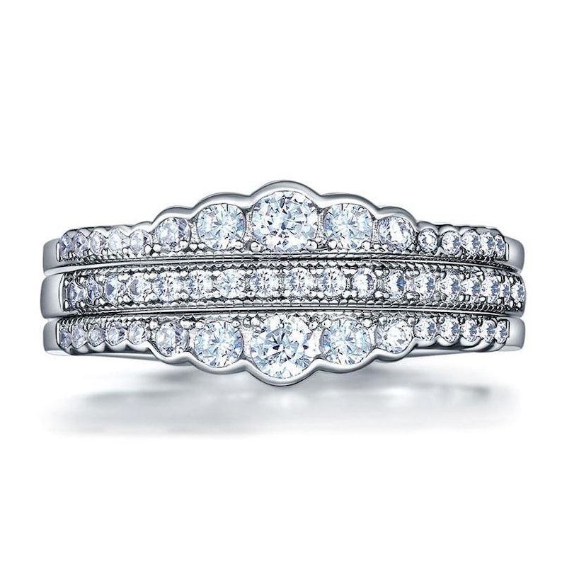 Lab Created Diamond Wedding Band Ring Set 3Pieces
