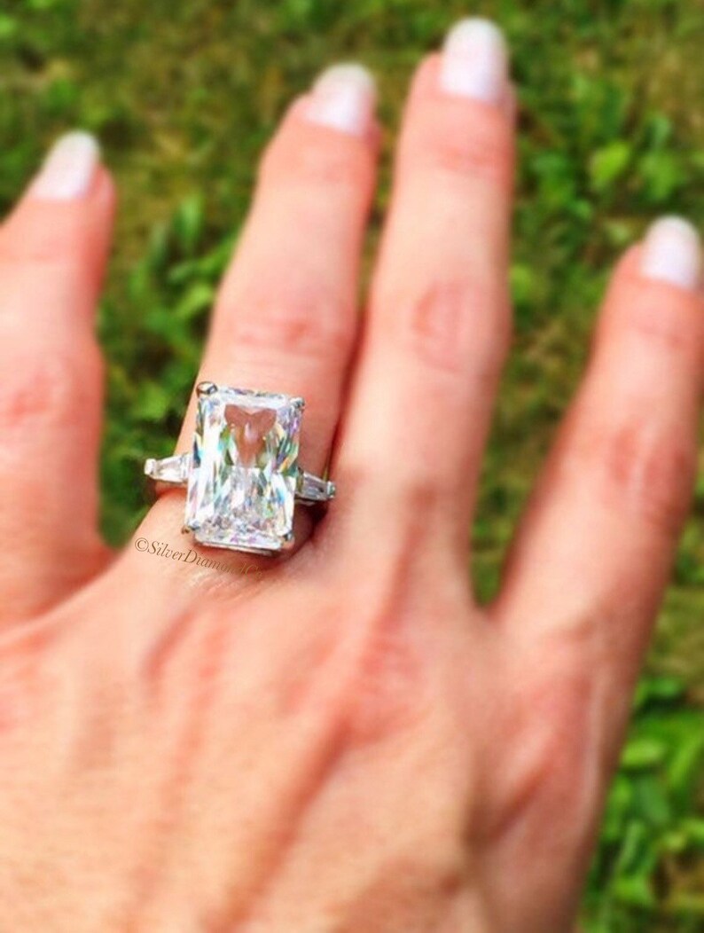 Large Radiant Cut Lab Created Diamond Luxury Ring Engagement Etsy