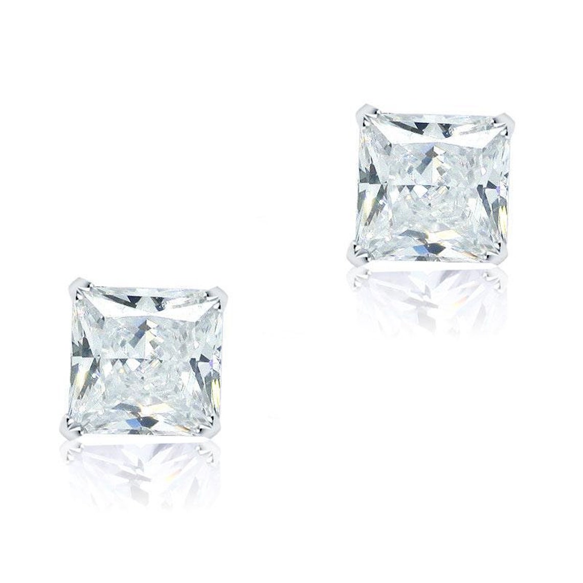 1 Carat Princess Cut Lab Created Diamond Stud Earrings Lab Etsy