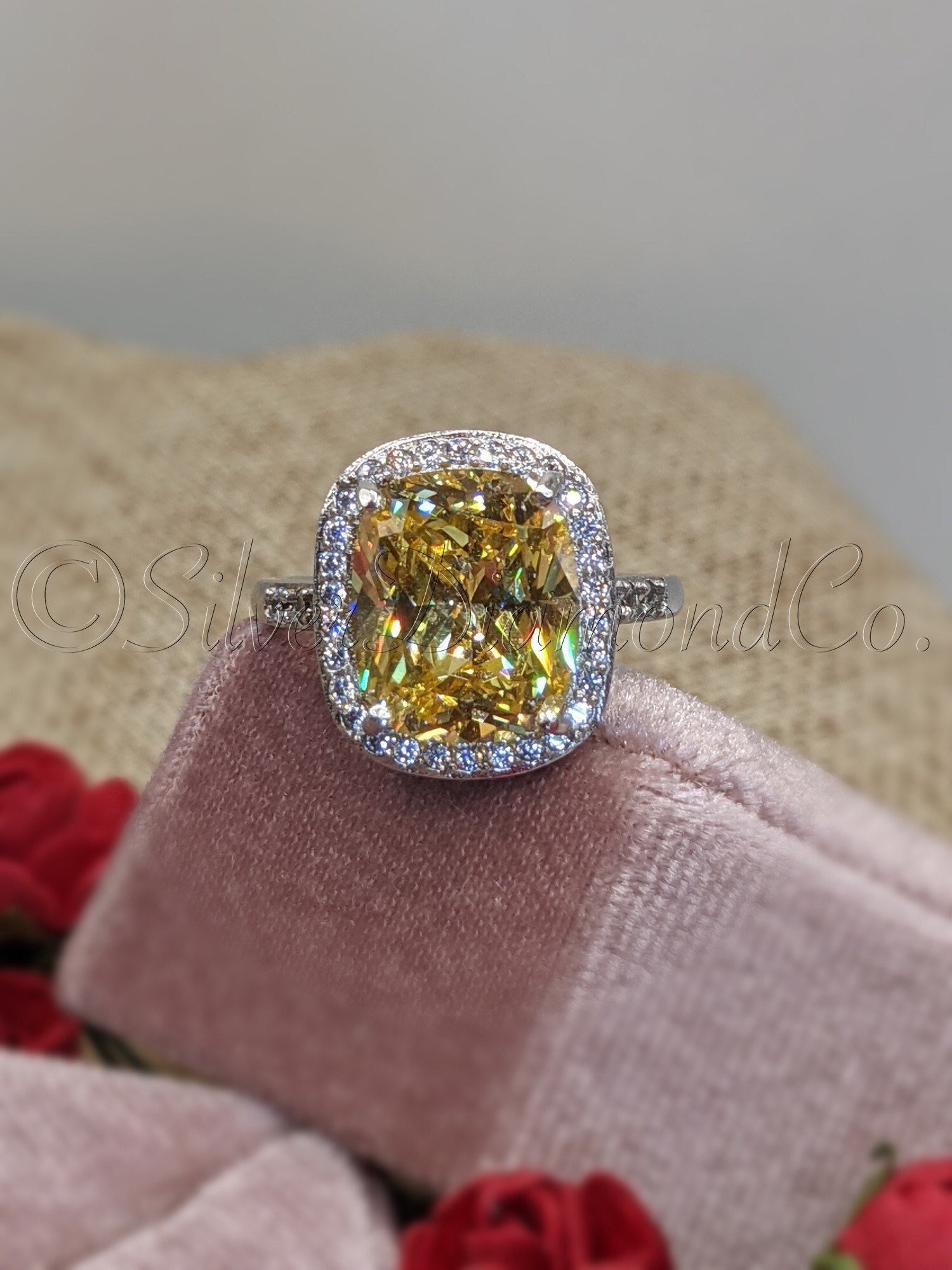 Lab created yellow diamond ring deals