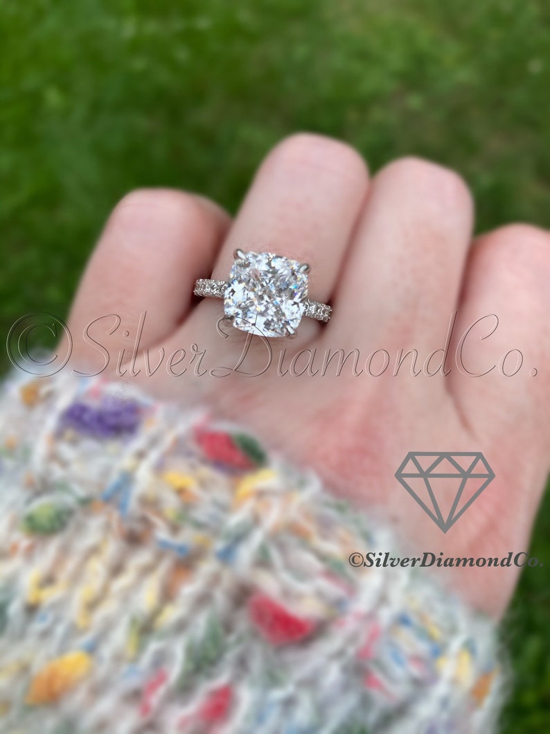 5 Carat Cushion Created Diamond Engagement Ring Promise Ring Etsy