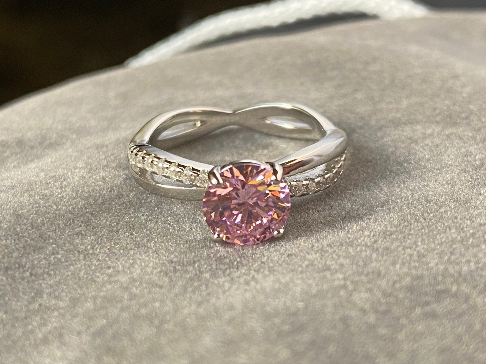 1.25 Carat Round Cut Lab Created Pink Diamond Ring Engagement Etsy