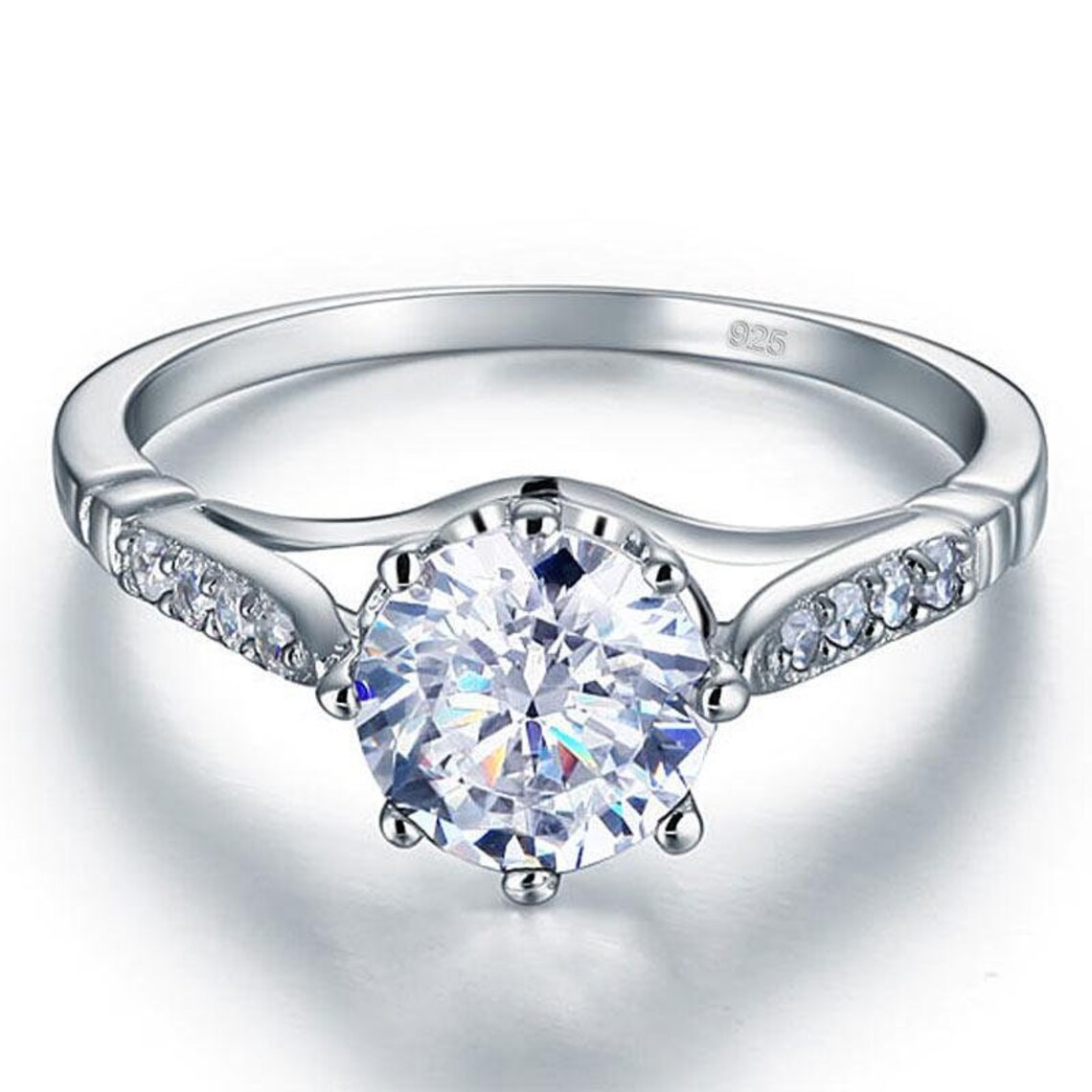 2 Carat Round Cut Lab Created Diamond Ring Engagement Wedding Etsy