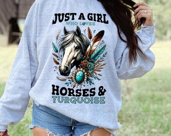 Horse & Turquoise Western PNG: Girl Who Loves Horses (Digital Download)