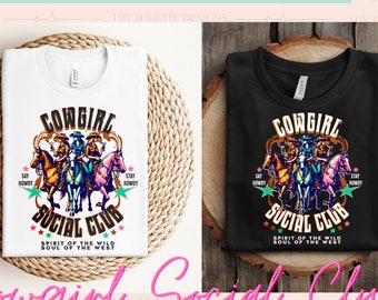 Cowgirl Social Club PNG: Retro Western Shirt Design (Digital Download)
