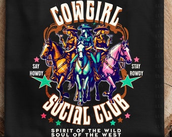 Cowgirl Social Club PNG: Retro Western Shirt Design (Digital Download)