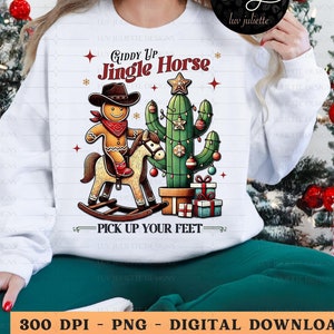 Giddy up Jingle Horse Western Christmas PNG, Western Christmas Graphic, Western Christmas Sublimation, Country Christmas, Western png, Santa