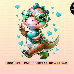 Valentine&#39;s T Rex PNG, Love Dinosaurs, Dino Sublimation, Dinosaur Valentine png, Dino hearts, Boys and girls shirt design, Cute Dinosaur png