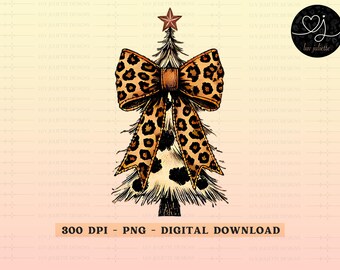 Rustic Leopard Cowhide Christmas Tree PNG: Western Holiday (Digital Download)
