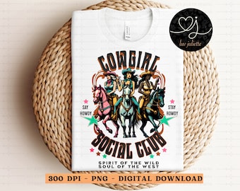 Cowgirl Social Club PNG: Distressed Retro Western Design (Digital Download)