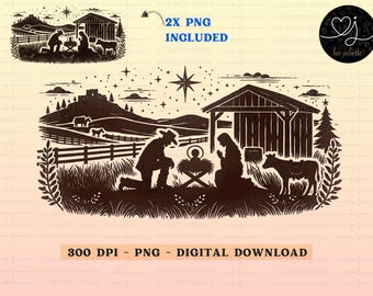 Natividad Vaquera PNG: Sublimación Navideña del Oeste (Descarga Digital)