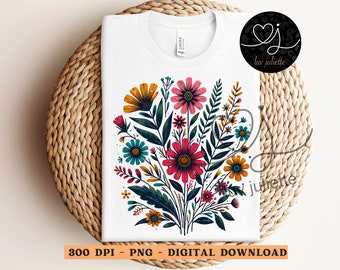 Cottagecore Wildflower, png-bestand: boho retro shirtontwerp (digitale download)