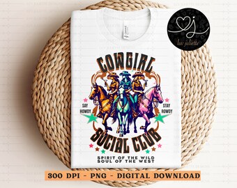 Cowgirl Social Club PNG: Distressed Retro Western Design (Digital Download)