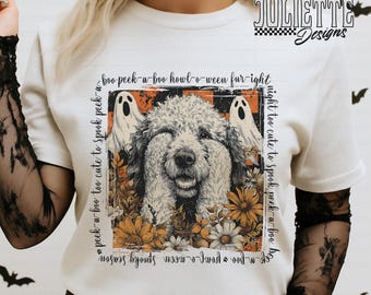 Goldendoodle dog PNG| Funny Halloween Ghost Dog png| Spooky Dog Ghost Shirt| cute Peekaboo dog png| Funny dog png| funny Golden doodle mama