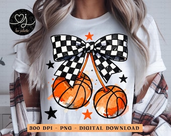 Arco de baloncesto Coquette PNG, Arco de cuadros PNG, Diseño de sublimación para mamá deportiva, Camiseta para mamá del día del juego de mamá PNG, Arco de baloncesto con cerezas PNG