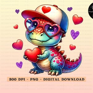 Süße Dino Valentinstag png | Dinosaurier Valentinstag PNG | Dino Sublimation | t-rex Herz PNG | Valentinstag Shirt Design Junge Mädchen | Herz Dino PNG