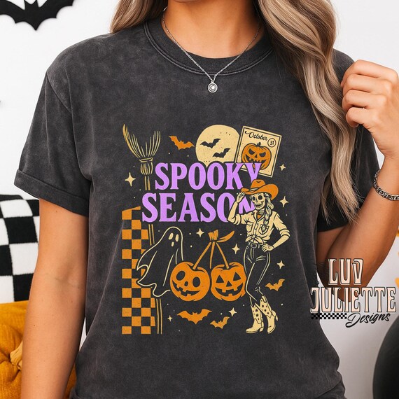 Western Halloween Collage PNG: Spooky Cowgirl, Retro Wild West (Digital Download)