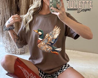 Pato real con diamantes de imitación PNG: Diseño de camiseta de camuflaje (descarga digital)