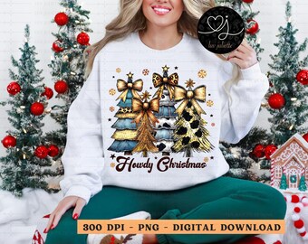 Howdy Christmas PNG: Leopard Print Cowboy Tree (Digital Download)