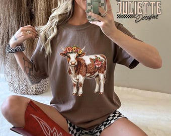 Mucca floreale PNG: strass finti, mucca glamour Clipart (download digitale)