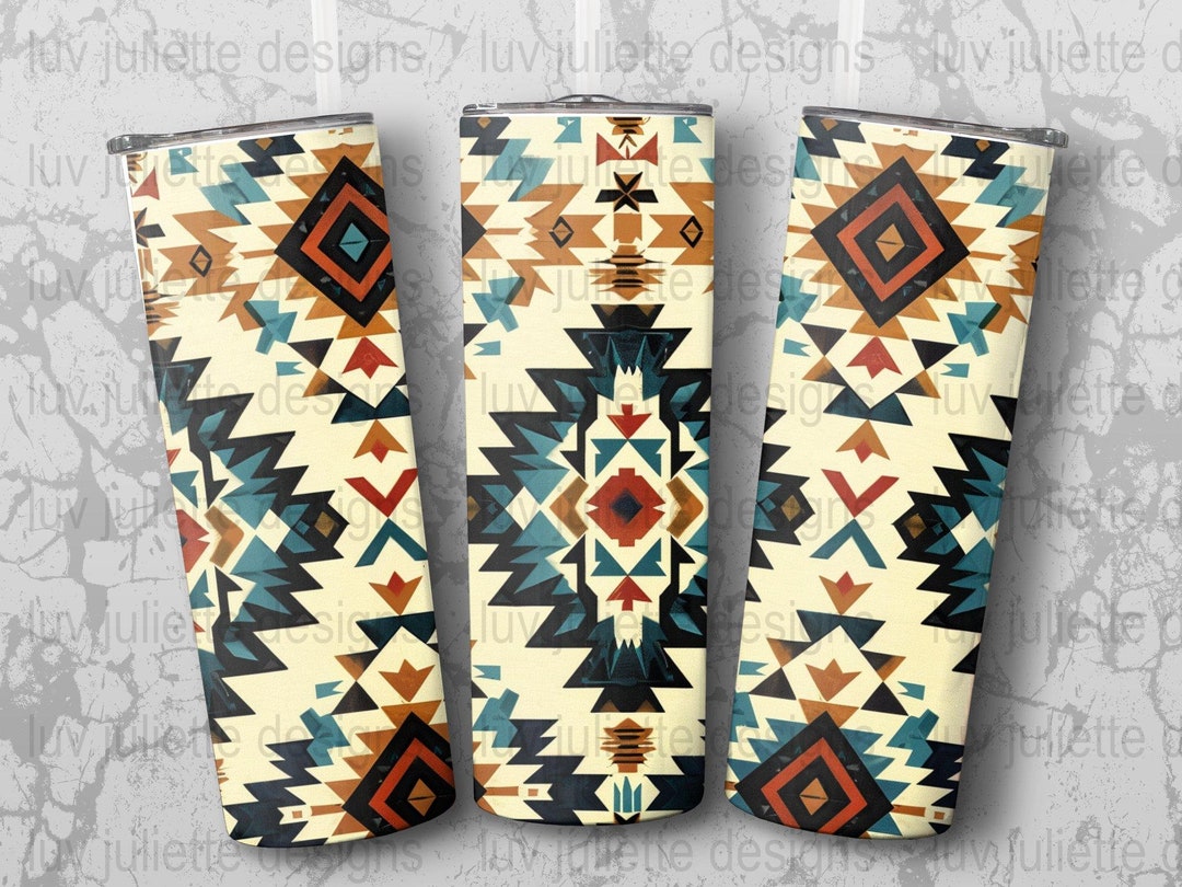 Aztec Pattern Tumbler Wrap, Boho Western Aztec Tumbler, Seamless ...