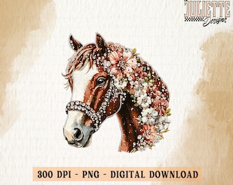 Faux Rhinestone Horse PNG: Glam T-Shirt Design (Digital Download)