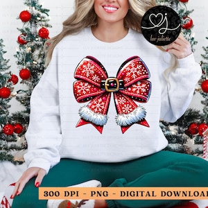 Pink Christmas Croquette bow png, Retro Christmas sublimation,Pink Christmas , Festive PNG, girly png, Santa Bow png, vintage Christmas