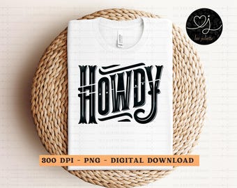 Howdy Western PNG: Retro Typography Design (Digital Download)