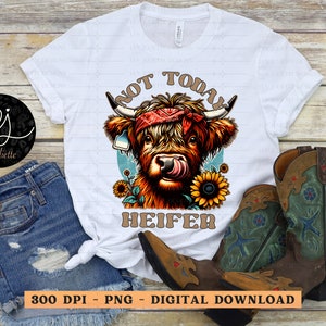 Retro Cow Not Today Heifer Sublimation PNG, western PNG, retro western PNG, trendy western shirt design, country music png, Red Bandana Cow