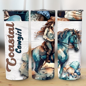 Coastal Cowgirl Tumbler Wrap Design: Sublimation PNG (Digital Download)