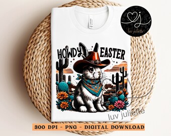 Howdy Easter Bunny PNG: Retro Western Sublimation (Digital Download)